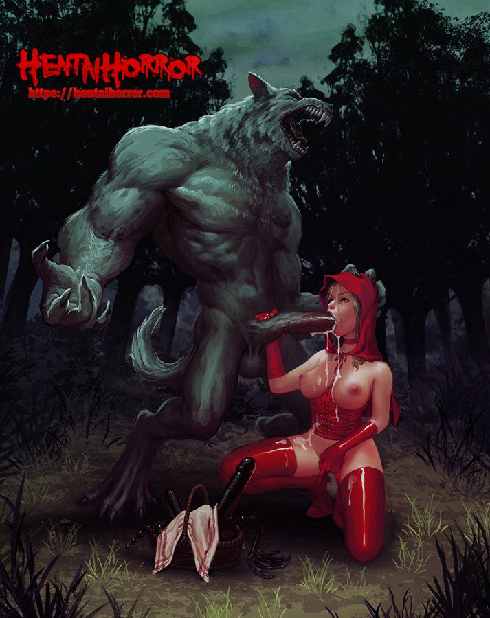 NSFW xxx monster hentai bestiality porn art of wolf getting some  